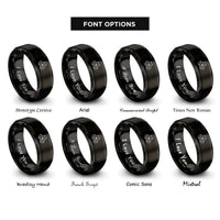 font options for inside engraving on black tumbling cubes rings