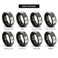 font options for inside engraving on black & grey tuner pick rings