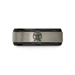 engraved men's tungsten ring – black & blue & silver tungsten gemini wedding band