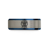 men's tungsten wedding band – black & blue & silver tungsten gemini wedding band
