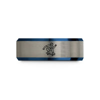 tungsten carbide men's ring – black & blue & gray tungsten heelflip mid air wedding band