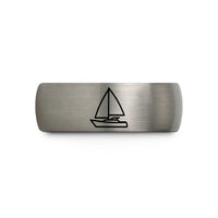 tungsten ring for him – blue & silver tungsten sailing yacht wedding band