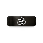 men’s black ring – black & gold tungsten om symbol wedding band