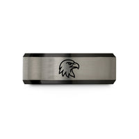 mens black metal rings – black & gray tungsten eagle wedding band