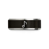 engraved tungsten rings him – black & silver tungsten eighth note wedding band