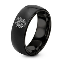 Tungsten And BLACK Rings for Men – black tungsten wildflower print ring