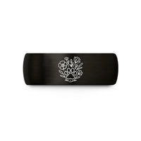 mens black wedding bands – black tungsten wildflower print wedding band
