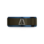 blue grey wedding band – gunmetal & blue tungsten runway wedding band