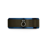 men's blue tungsten ring – gunmetal & blue tungsten round bottom flask wedding band