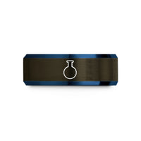 men's blue tungsten ring – gunmetal & blue tungsten round bottom flask wedding band