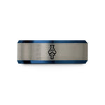 blue tungsten band her – blue & silver tungsten catalyst above arrow wedding band