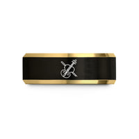 tungsten carbide rings her – black & gold tungsten heart violin bow wedding band