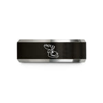 women's tungsten wedding bands – black & silver tungsten moose skull wedding band