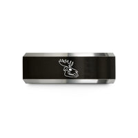 women's tungsten wedding bands – black & silver tungsten moose skull wedding band