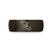 unique tungsten rings her – gunmetal & black tungsten moose skull wedding band