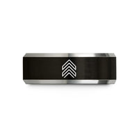 tungsten rings for her – black & gray tungsten chevron peaks wedding band