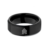 men's tungsten wedding – black tungsten chevron peaks wedding band