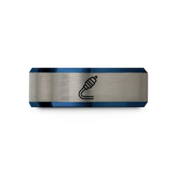 personalized wedding rings – blue & gray tungsten coaxial cable wedding band