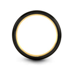 comfort fit tungsten rings – mandala sun engraving on black & gold tungsten wedding band