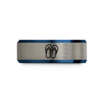 unisex tungsten wedding band – black & blue & gray tungsten flip flops wedding band