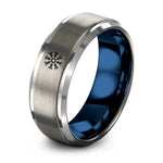 Tungsten BLACK BLUE GREY Rings for Men – blue & silver tungsten helm awe ring