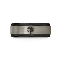 black blue rings him – black & blue & grey tungsten tree silhouette wedding band