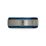 engraved tungsten promise ring – black & blue & grey tungsten heavy bag wedding band