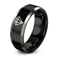 women's tungsten wedding band – black & silver tungsten ruby ring