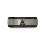 engraved tungsten ring her – black & blue & gray tungsten triquetra wedding band