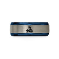 women's comfort tungsten band – blue & gray tungsten triquetra wedding band
