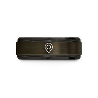 dome edge mens ring – gunmetal & black tungsten location pin wedding band