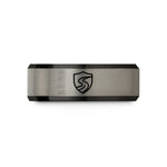 tungsten black grey ring – black & grey tungsten trail shield emblem wedding band