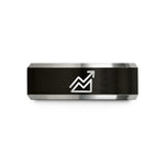 black tungsten wedding ring – black & gray tungsten contour index line wedding band