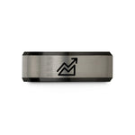 black tungsten wedding ring – black & silver tungsten contour index line wedding band