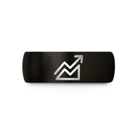 black and grey ring – black tungsten contour index line wedding band