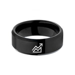 black and grey ring – black tungsten contour index line wedding band