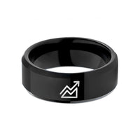 black and grey ring – black tungsten contour index line wedding band
