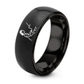 Pianist Silhouette – Tungsten Wedding Band, 8 mm, Black, Grey Comfort-Fit Women