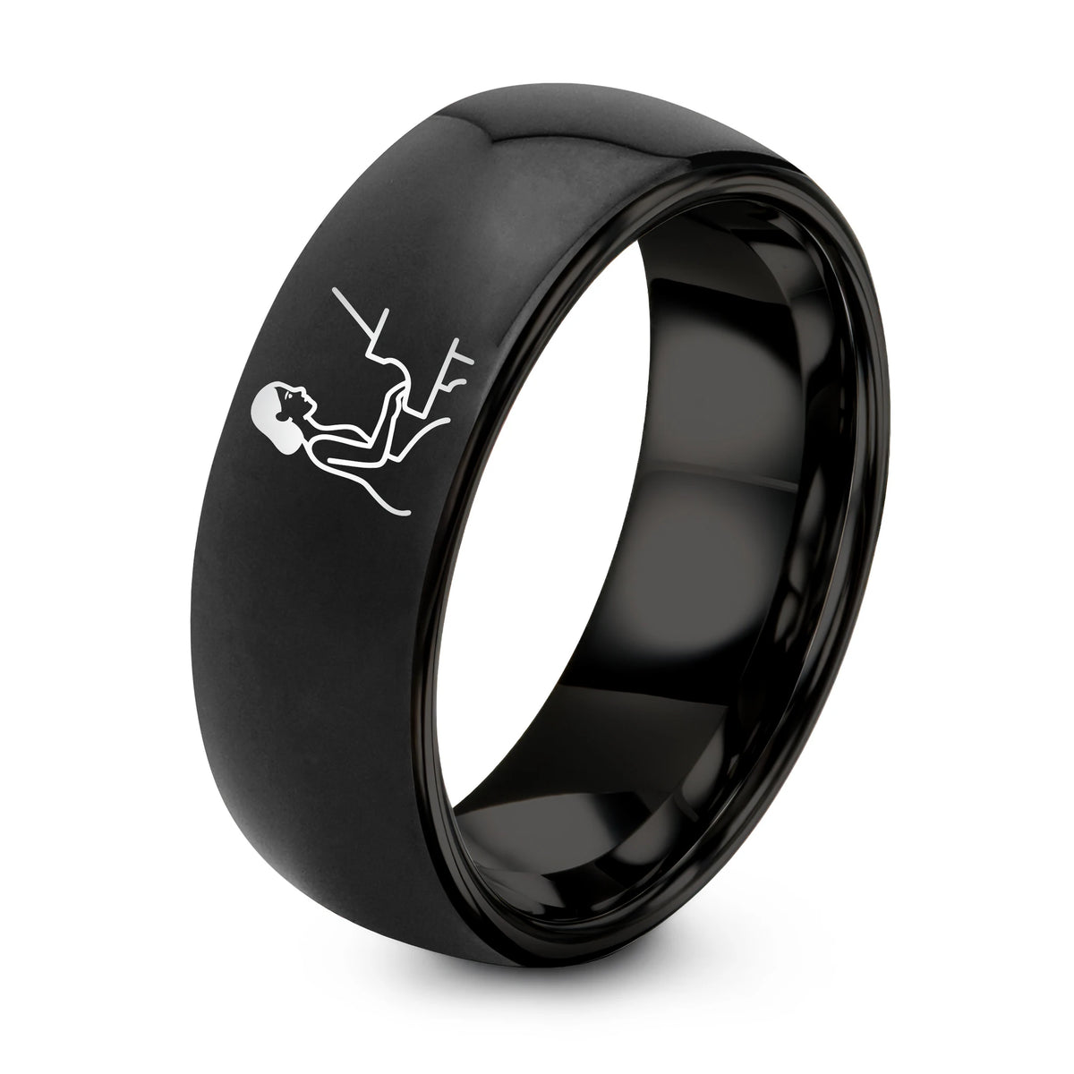 Tungsten BLACK GREY Rings for Women – black tungsten pianist silhouette ring