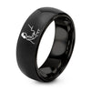Pianist Silhouette – Tungsten Wedding Band, 8 mm, Black, Grey Comfort-Fit Women