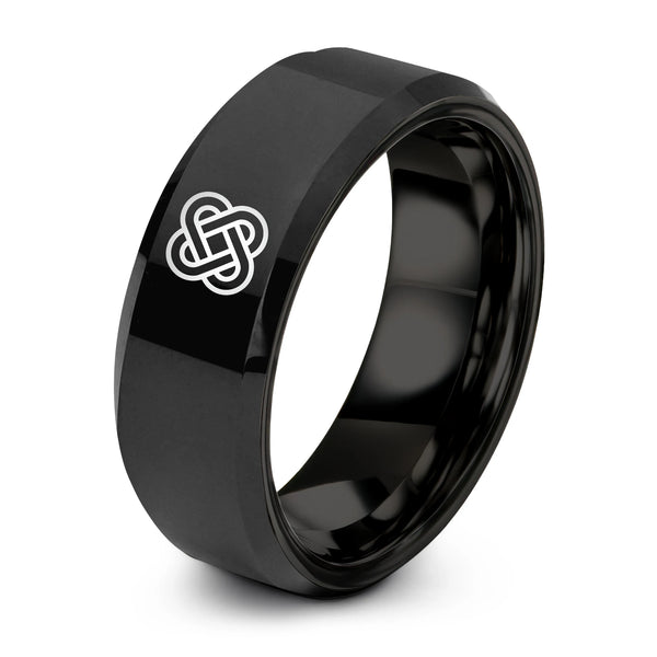 Josephine Love Knot – Tungsten Wedding Band, 8 mm, Black Comfort-Fit Unisex