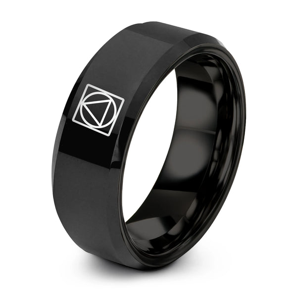 Philosophers Stone – Tungsten Wedding Band, 8 mm, Black Comfort-Fit Unisex