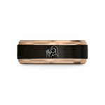 comfort fit tungsten ring – black & rose gold tungsten friend heart wedding band
