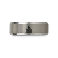 black wedding rings men – black & silver tungsten skyscraper skyline wedding band