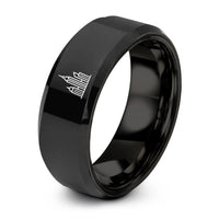 Tungsten BLACK Rings for Women – black tungsten skyscraper skyline ring