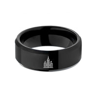 black wedding rings men – black tungsten skyscraper skyline wedding band