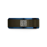 men's tungsten wedding band – gunmetal & blue tungsten circuit maze wedding band