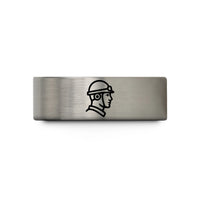 men's comfort fit ring – grey tungsten hardhat diver silhouette wedding band