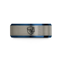 black blue him s ring – black & blue & gray tungsten taekwondo emblem kick wedding band
