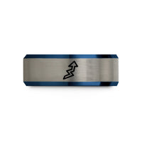 black blue tungsten ring – black & blue & grey tungsten trail marker arrow wedding band